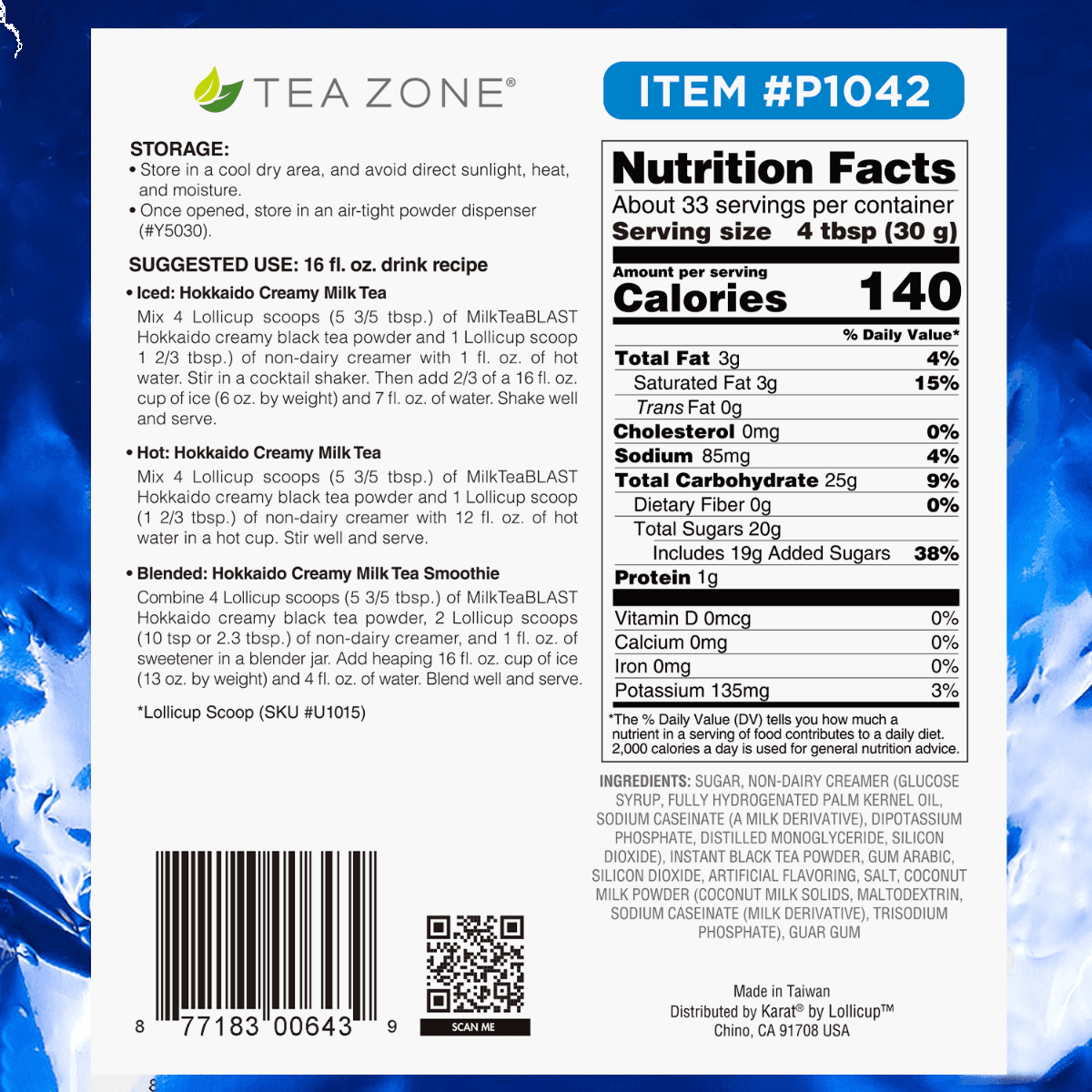 Tea Zone - Milk Tea Blast Creamy Milk Flavor Hokkaido